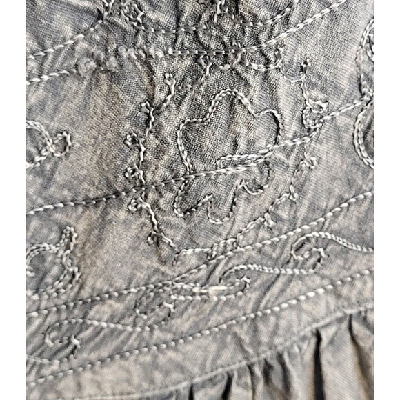 Vintage Muted Gray Emroidered Prairie Skirt Boho Cottagecore Tiered  Womens XL - Picture 3 of 11